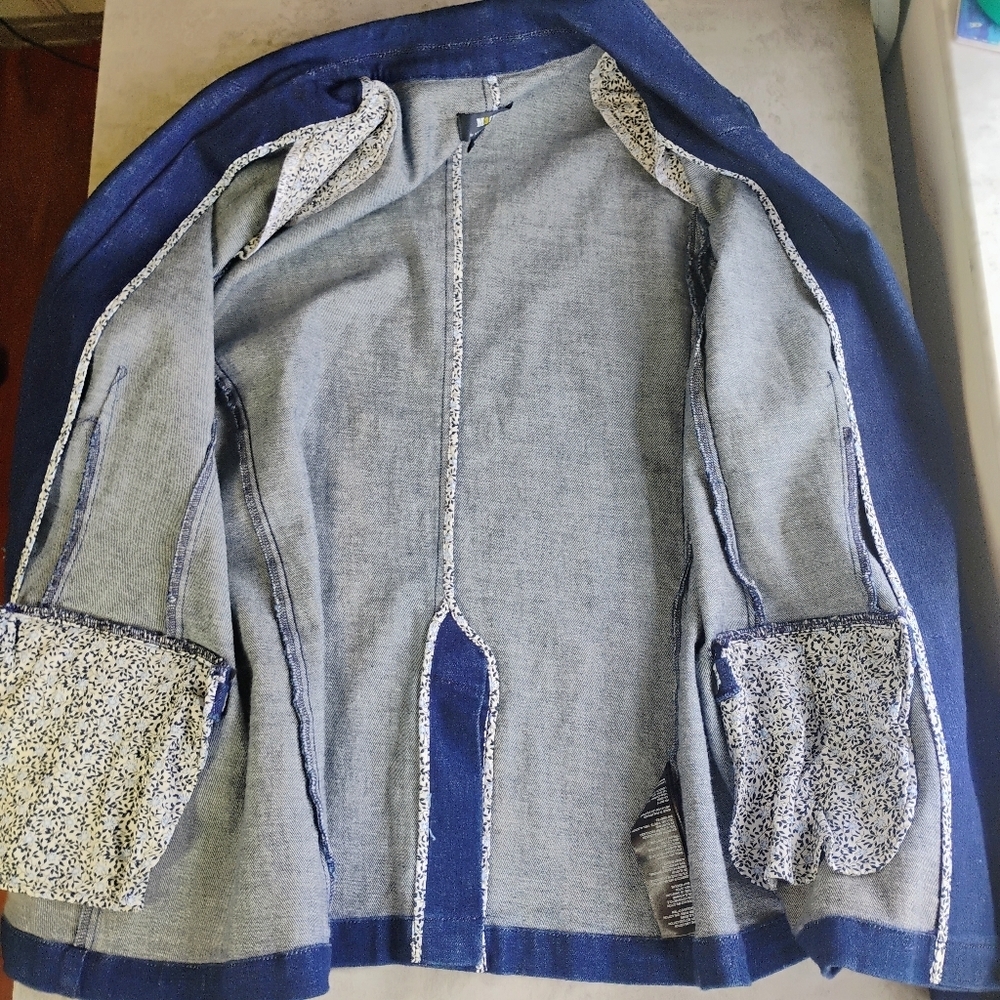 Maeve Anthropologie‎ Tailored Denim Blazer Womens Medium Office Business Casual - Picture 11 of 16